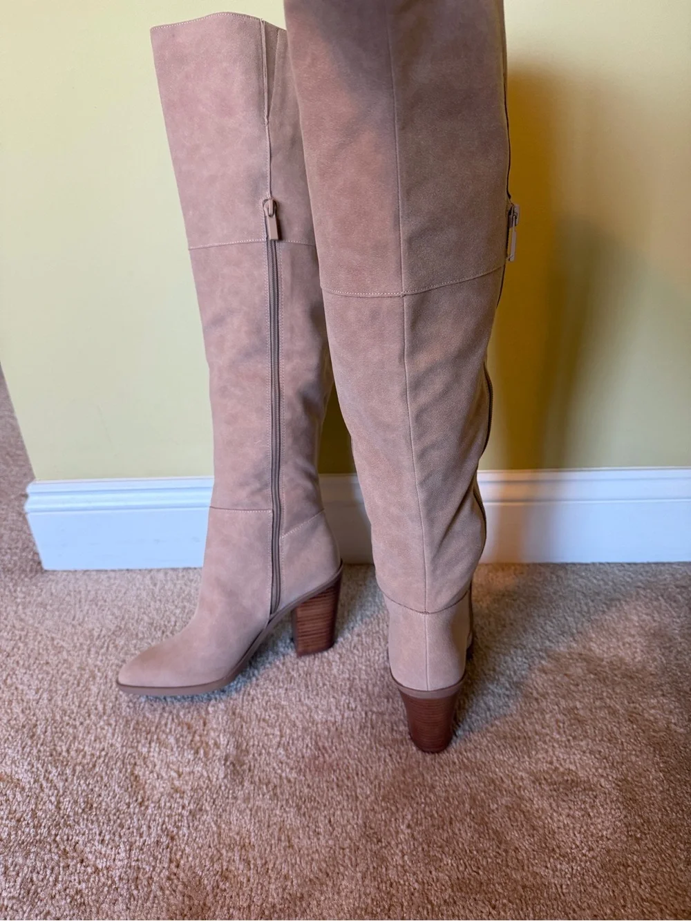 Women's Taupe Over-the-Knee Suede Boots